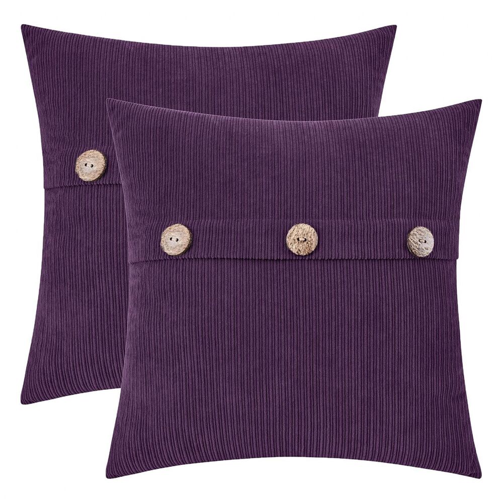 6617 Purple Chenille Throw Pillow Covers 22x22 Inch with Triple Buttons